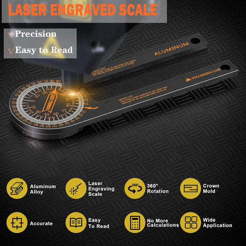 Aluminum Miter Saw Protractor - 7” Miter Saw Protractor with Precision Laser Scales for Crown Molding - Rust Proof Woodworking Cutting Guide Tool ...