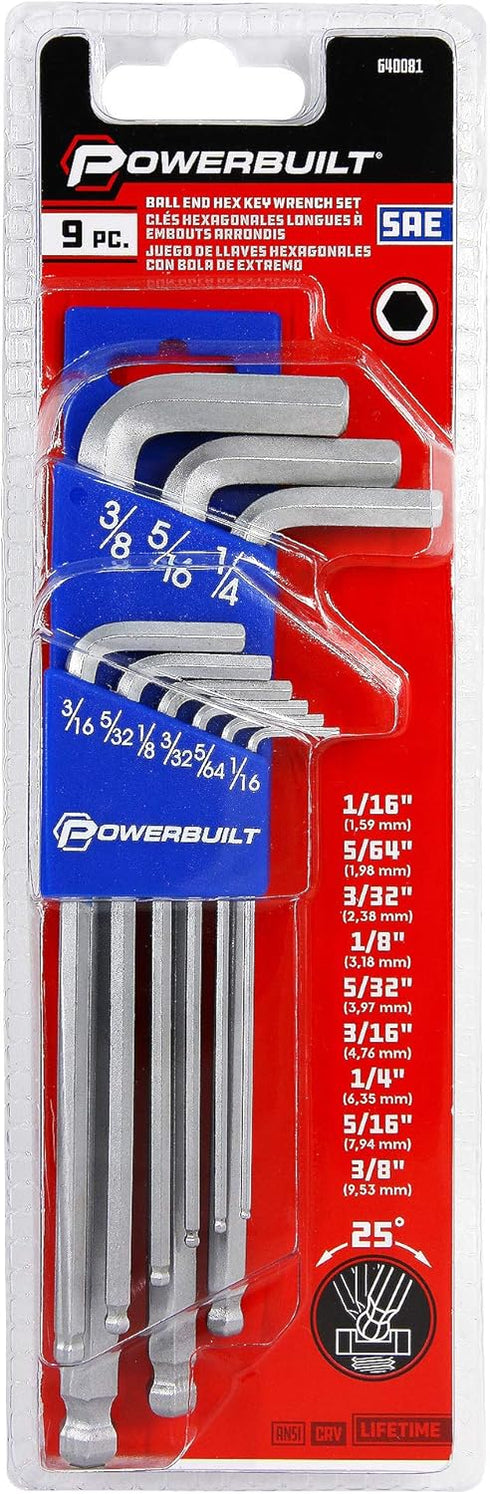 Powerbuilt Alltrade 640081 SAE Long Arm Ballend Hex Key Set, 9 Piece...