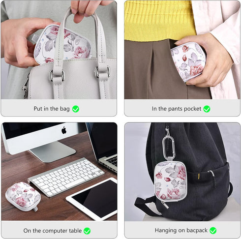 Earbud Case, AIRSPO Airpods Pro 2nd Generation Earphone Organizer Carrying Case Small Storage Bag Hard EVA Shockproof Cover with Carabiner Clip (P...