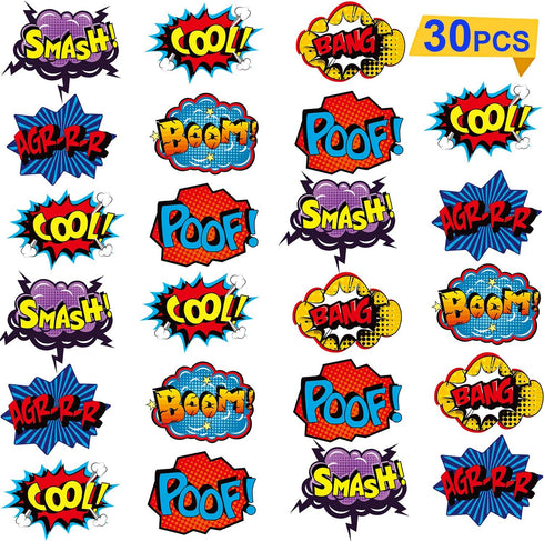 Blulu 30 Pieces Hero Themed Party Decorations, Fun Hero Sign Cutouts Signs Paper Cardboard Cutouts...