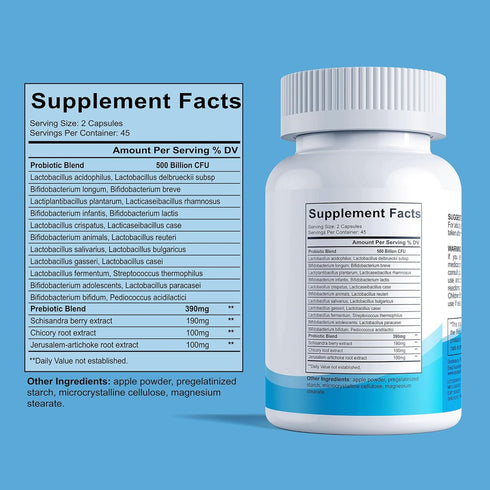 Probiotics for Women and Men, 500 Billion CFU, 22 Strains + Organic Prebiotics, Daily Probiotics for Digestive, Immune, & Gut Health - 90 Capsules...