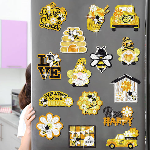 20 Pcs Diamond Painting Magnets Refrigerator Diamond Painting Kits for Fridge Stickers Reflective Automotive 5D Diamond Art for Car Cruise Door Pa...