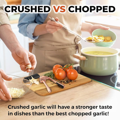 Zulay Kitchen Premium Garlic Press Set - Rust Proof & Dishwasher Safe Professional Garlic Mincer Tool - Easy-Squeeze, Easy-Clean with Soft Handle ...