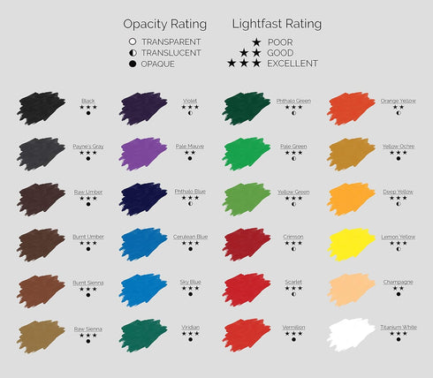 MyArtscape Acrylic Paint Set - 24 x 21ml Tubes - Lightfast - Heavy Body...