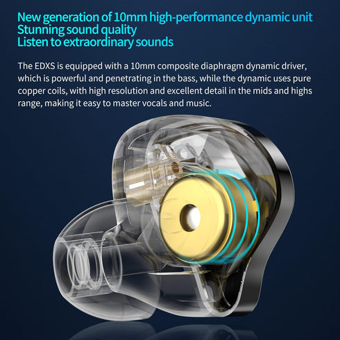 keephifi KZ EDXS in Ear Monitor Headphones 10mm Dynamic Driver HIFI 3D Metal Earphone, KZ Wired Earbuds IEMS with High Resolution Sound and Detach...