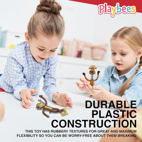 Bendable Zoo Animal Figures Toys - 12 Pack - Durable Plastic Jungle Animals Figures - Engaging & Bendable Rainforest Creature Toys - Educational F...