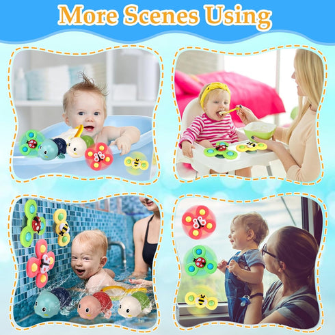 Bath Toys for Kids Ages 1-3 - Bathtub Toys for Infants Babier 6-12-18 Months - Suction Cup Fidget Spinner Toys for Toddlers Age 2-4 1 Year Old Gir...