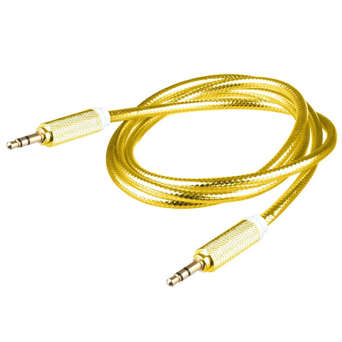 Braided Nylon Transparent PVC Jacket 1M Aux Audio Cable 3.5mm Jack Male to Male Cord for Multimedia Devices - Gold...