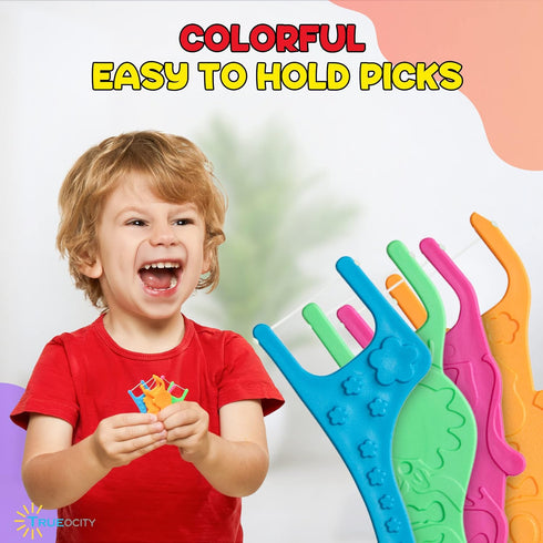Biodegradable Kids Flossers -200 Pack, Natural Kids Floss Picks, Fluoride Free, Biodegradable Floss Pick, Organic Animal Kids Dental Floss Picks, ...