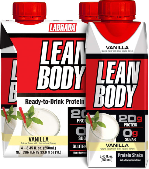 Lean Body Ready-to-Drink Vanilla Protein Shake, 20g Protein, Whey Blend, 0 Sugar, Gluten Free, 22 Vitamins & Minerals, (Recyclable Carton & Lid - ...