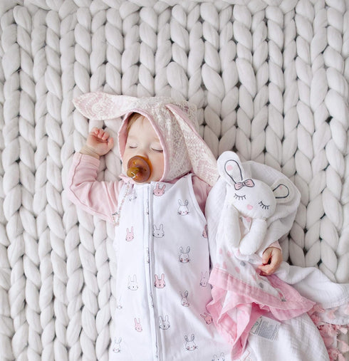 lulujo Lovey Blankets| Unisex Security Blanket & Toy| Softest Breathable Cotton Muslin| 15"x15"| Pink Bunny...