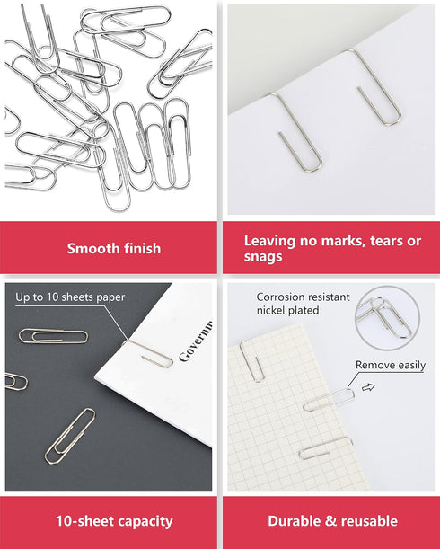 #1 Smooth Paper Clips, 600 Medium Paper Clips (6 Boxes of 100 Each), Paperclips for Office School & Personal Use, Daily DIY, 1-2/7" Silver Paper C...