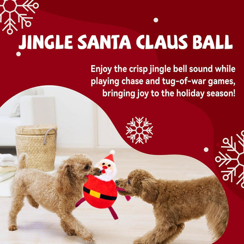 Christmas Dog Toys - Santa Claus Toys for Dog, Dog, Jingle and Rope Santa Xmas Toy for Small Medium Large Puppy, Tug of War & Fetch Play...