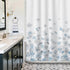 Sunlit Design Extra Long Simple Style Blue and Gray Flower Blossoms Fabric Shower Curtains for Bathroom Decor with White Background...