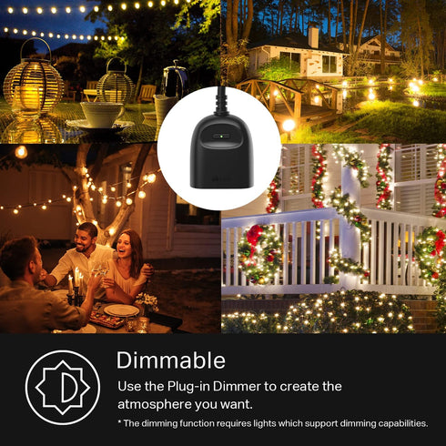 Kasa Outdoor Smart Dimmer Plug, IP64 Plug- in Dimmer for Outdoor String Lights, Compatible with Alexa, Google Assistant & SmartThings, Long Wi-Fi ...