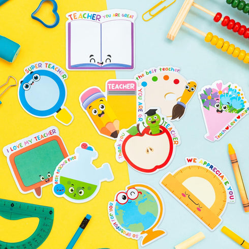 30 Pack Teacher Sticky Notes - Teacher Notepads Book Pencil Ruler Shaped Set Self Sticky Writing Memo Pads Page Marker for Teacher Appreciation Gi...