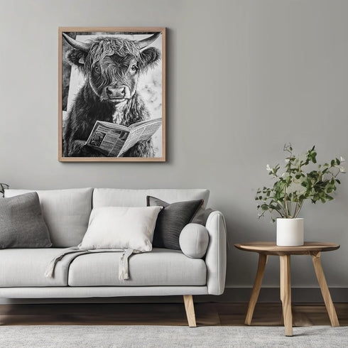 Posterizer 1 pcs-funny cute highland cow reading on toilet 1-Bathroom Restroom Art-Art for Animal Lovers-Decor for Home & Office- unframed wall ar...