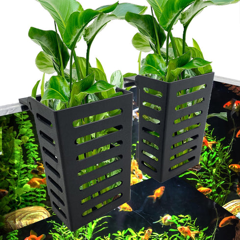 4PCS Aquarium Plant Holder,Hanging Aquarium Planter Cups,Plant Holder for Fish Tank,Aquatic Plant Pot, Aquatic Plants Holder with Holes,Plastic Aq...
