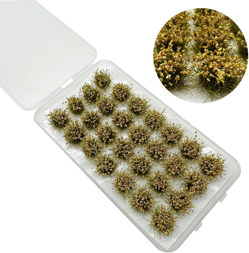Woohome 112 PCS Static Grass Tuft Model Grass Tufts Railway Artificial Grass, 4 Color Bushy Tuft Flower Cluster Vegetation Groups for DIY Architec...
