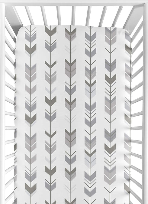 Grey and White Arrow Baby or Toddler Fitted Crib Sheet for Woodland Arrow Collection by Sweet Jojo Designs...
