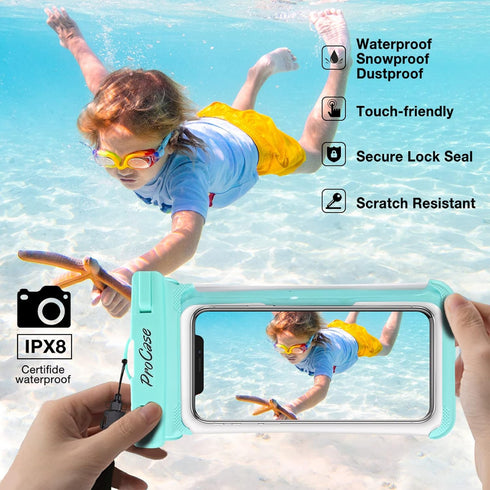 ProCase Waterproof Phone Pouch Case for snorkeling, Underwater Dry Bag for iPhone 15 14 13 Pro Max 12 11, Galaxy S24 S23 S2 Ultra Note Pixel Up to...