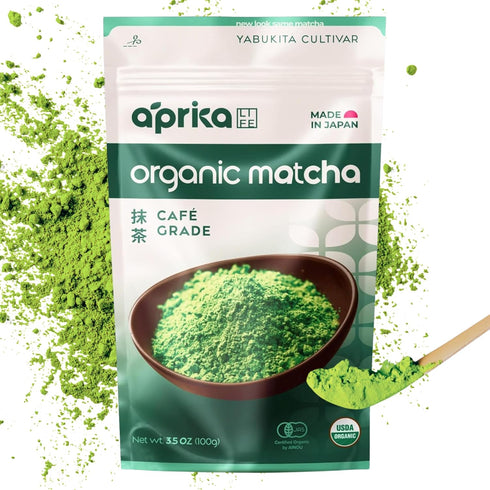 AprikaLife Organic Matcha Powder, USDA & JAS Certified, No Sugar Added, Authentic Japanese Cafe Grade Matcha Green Tea Powder Perfect for Matcha L...