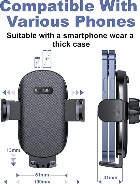 Universal Car Phone Holder Mount for Dashboard Windshield, Military Hands-Free Cell Phone Stand Automobile Cradles Truck Accessories Fit for All i...