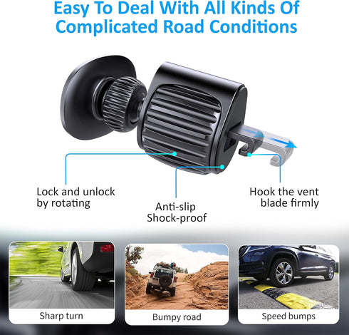 TT&C Universal Magnetic N52 6pc Air Vent Phone Mount Holder for Car, 360° Adjustable Super Strong Magnet Compatible with iPhone, Samsung, Google, ...