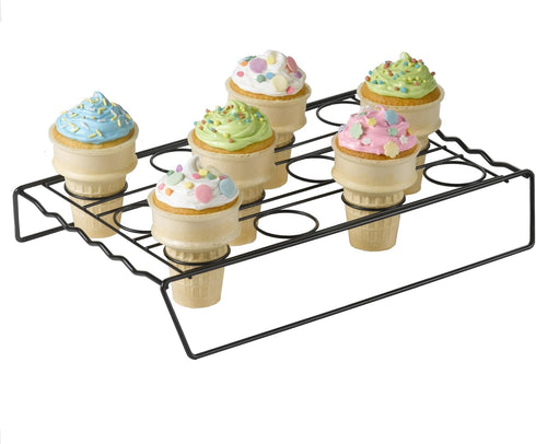 Nifty Ice Cream Cone Cupcake Baking Rack – Holds up to 12 Medium & Large Cupcake Cones, Non-Stick, Dishwasher Safe, Use for Baking, Cooling & Serv...