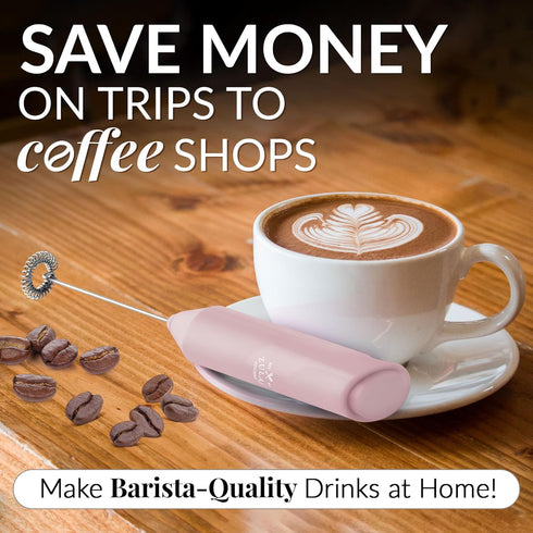 Zulay Kitchen Powerful Milk Frother Wand - Mini Milk Frother Handheld Stainless Steel - Battery Operated Drink Mixer for Coffee, Lattes, Cappuccin...