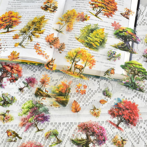 Flower Stickers for Scrapbooking,Vintage Natural Stickers 20Page 120pcs Transparent Scrapbook Supplies Journal Stickers Book for Card Making Journ...