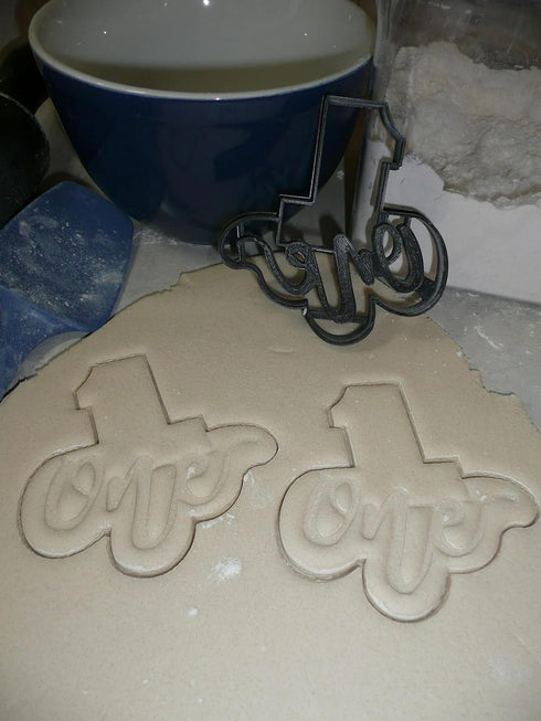 NUMBER ONE 1 WITH WORD BIRTHDAY ANNIVERSARY PARTY AGE DETAILED COOKIE CUTTER MADE IN USA PR2402...