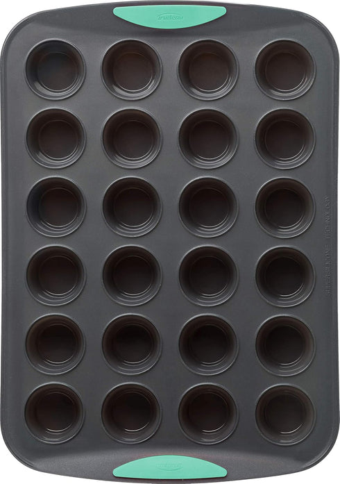 Trudeau Structure Silicone Muffin Pan, 24 Cup Mini, Grey/Mint...