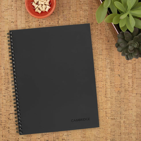 Cambridge Notebook, Business Notebook, 7-1/4" x 9-1/2", 80 Sheets, Ruled, Action Planner, Flexible Cover, Wirebound, Gray (06122)...