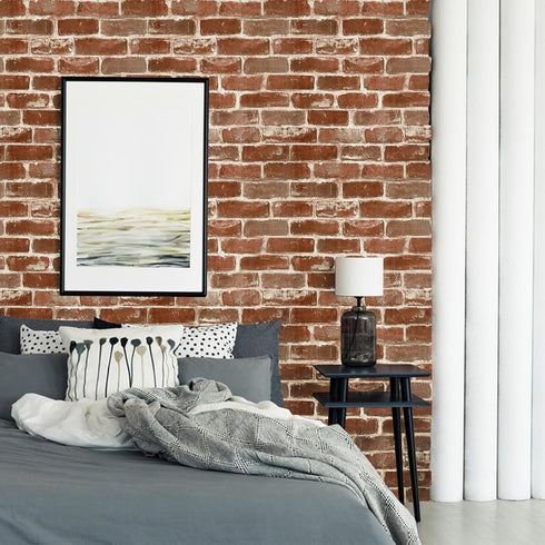 Rustic Red Brick Wallpaper Peel and Stick,Removable Brick Wallpaper,Self Adhesive Vinyl Wallpaper for Fireplace Backdrop, Laundry Room Wall Decor ...
