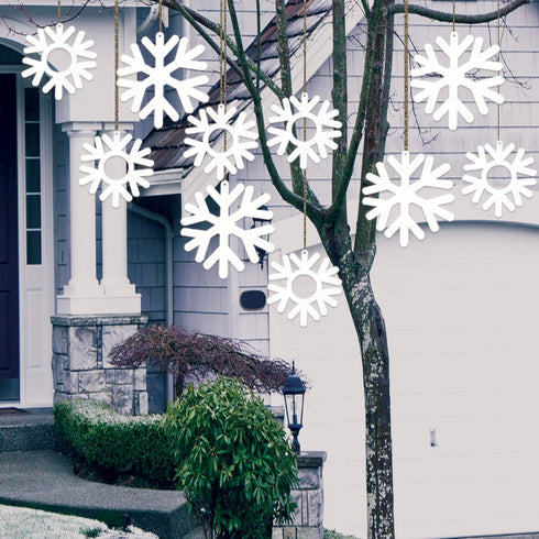 VictoryStore Outdoor Decorations: 10 Plastic Hanging Snowflakes Decorations Set of 10, 13656, (Four 10-Inch Snowflakes and Six 8-Inch Snowflakes)...