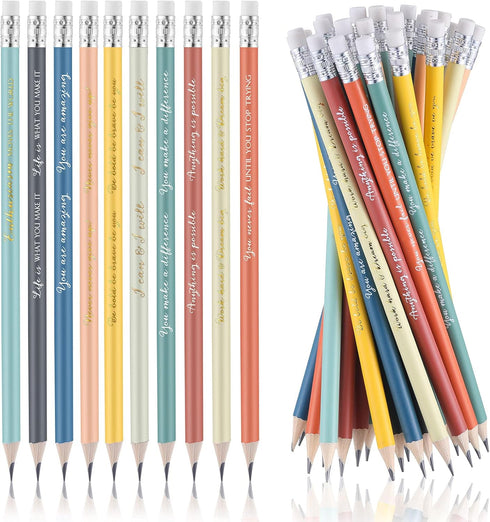 Sabary 60 Pcs Inspirational Pencil Bulk Colorful Mood Pencil Student Gift from Teacher Motivational Saying 2 HB Wood Pre Sharpened Pencil Back to ...
