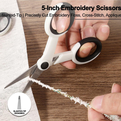 Premium Sewing Scissors Bundle, 8" Heavy Duty Fabric Scissors, 5" Embroidery Scissors, 4" Small Detail Scissors, 5" Thread Snips, Tailoring, Dress...