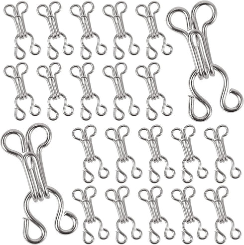 PECMER 100set Copper Sewing Hook and Eye 3# Silver Bra Hooks for Skirt Clothing Bra Hook Replacement Trousers Skirt Dress Sewing Closure Sewing Ho...