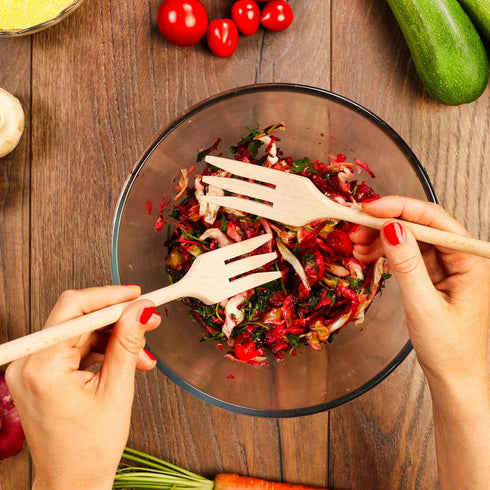 Wooden Forks for Cooking - 2 pcs Wood Fork Set Perfect Size Great for Cooking - Salad Pasta Grill Tasting Fork Wood - Wood Kitchen Utensils...