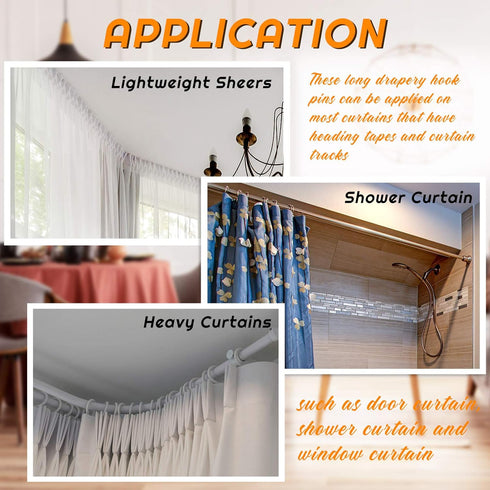 Jetec 50 Pieces Metal Drapery Pins Curtain Hooks Long 7 cm by 1. 8 cm Bulk Silver Stainless Steel Pleated Drapes Pin on Hooks with Clear Box for H...