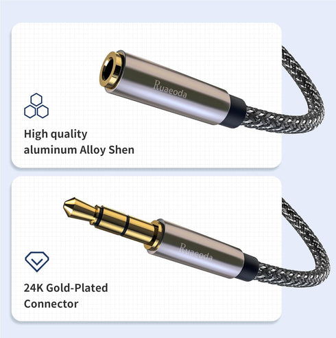 Ruaeoda Headphone Splitter 3.5mm Splitter Audio Stereo Y AUX Splitter Extension Cable Male to Female Dual Headphone Jack Adapter for Earphone Head...