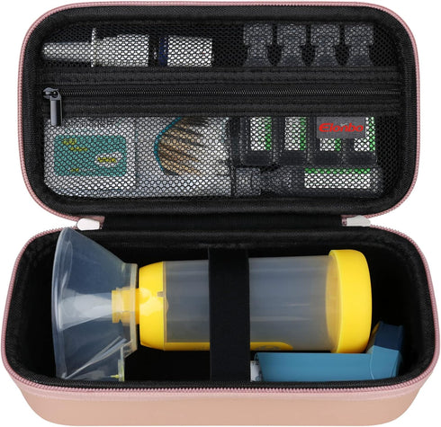 Carrying Case Compatible with Asthma Inhaler Spacer for Kids and Adults, Ventolin Masks Inhaler Spacer Holder, Asthma Travel Organize Bag, Rose Go...