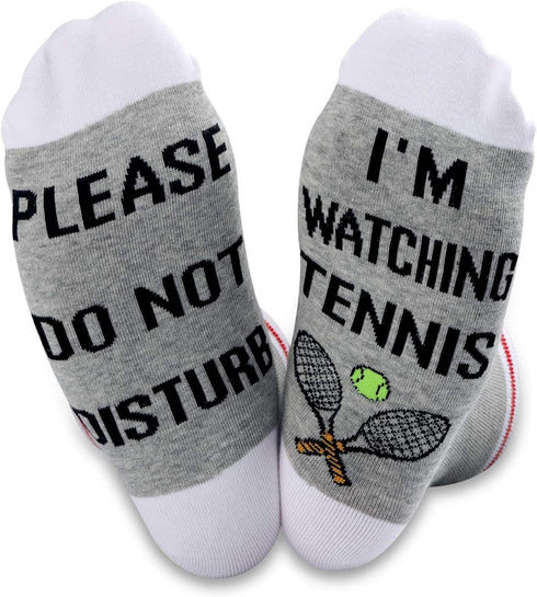 TSOTMO 2 Pairs Tennis Lover Gift Novelty Crew Socks Please Do Not Disturb I’m Watching Tennis Socks Novelty Sports Socks...