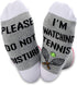 TSOTMO 2 Pairs Tennis Lover Gift Novelty Crew Socks Please Do Not Disturb I’m Watching Tennis Socks Novelty Sports Socks...