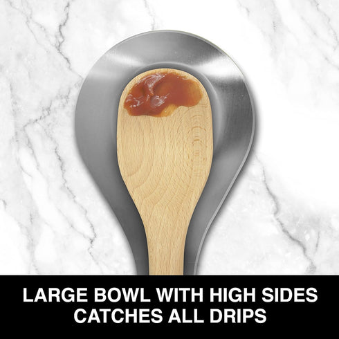 OGGI Stainless Steel Spoon Rest- Long Handle Holds Kitchen Utensils in Place, Great Spoon Rest for Counter, Stove Top, or Coffee Station; Kitchen ...