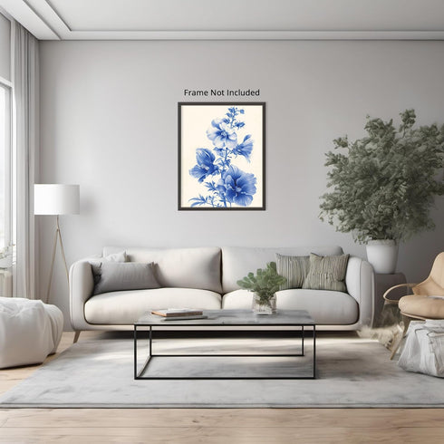 Posterizer 1 pcs-baby blue pretty flowers for chic decor-Floral & Botanical Art-Abstract & Modern Art-Decor for Home & Office- UNFRAMED Wall Art...
