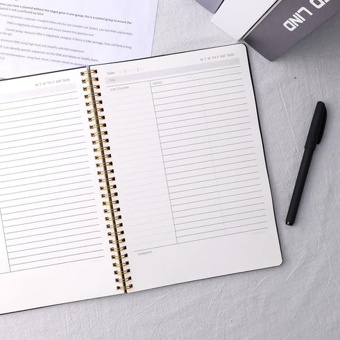 Cornell Notes Notebook, College Ruled Spiral Notebook B5 Hardcover Notebook for Note Taking Office School Black...