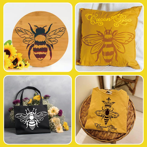 Bee Stencils for Painting Honey Bee Stencil Queen Bee Template Paint Stencils for Painting on Wood Burning Art Craft Canvas Furniture Wall (A5 Bee...