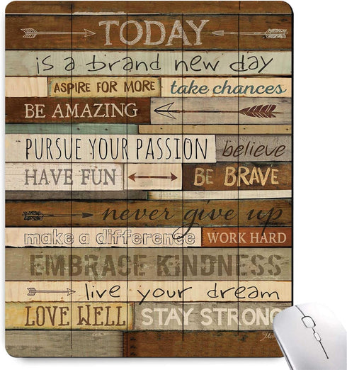 Inspirational Quote Mouse Pad,Wood Texture Personalized Custom Mouse Pads, Non-Slip Rubber Base Mousepad for Laptop, Mouse Pads for Desk Wireless ...